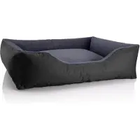 BedDog Lit pour chien TEDDY, canapé pour chien lavable avec rebord et coussin, THE-ROCK (noir/gris), (XL) env. 100 x 85 x 23 cm