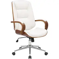 CLP Chaise de bureau Yankton en similicuir, réglable en hauteur et pivotante, noyer/blanc