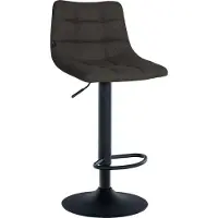 CLP Tabouret de bar Jerry en tissu, réglable en hauteur et pivotant à 360°, gris foncé, piètement noir
