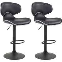 CLP Lot de 2 tabourets de bar Las Vegas V2 en similicuir avec repose-pieds, structure noire