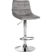 CLP Tabouret de bar Jerry, revêtement en velours, réglable en hauteur et pivotant à 360°. Couleur : gris. Structure : chromée