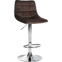 CLP Tabouret de bar Jerry, revêtement en velours, réglable en hauteur et pivotant à 360°. Couleur : marron. Structure : chromée