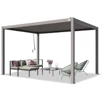PRIMEYARD Pergola 3x4 m poteaux en aluminium avec lames orientables en acier pavillon gris
