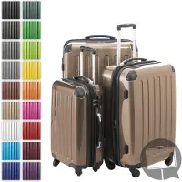 Hauptstadtkoffer - Alex - Set de valises 3 tailles valises à coque dure Trolleys extensible, 4 roulettes, coque dure brillante Set de valises de voyage, expandable travel luggage,Champagne
