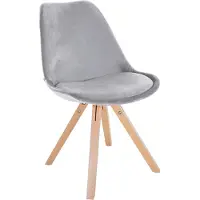 CLP Chaise de visite , chaise de salle à manger Sofia, revêtement en velours, rembourrage de haute qualité, couleur gris clair, structure en bois de couleur naturelle (forme rectangulaire)
