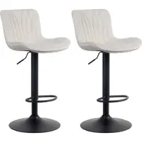 CLP Lot de 2 tabourets de bar ajustables en velours Crème
