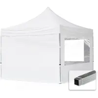 TOOLPORT 3x3 m Tonnelle pliante Alu, PES 700, côtés panoramiques, blanc