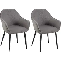 CLP Lot de 2 chaises de salle à manger Boise avec piètement métallique robuste, gris foncé