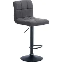 CLP Tabouret de bar Calma, revêtement en tissu, pivotant à 360° et réglable en hauteur | Couleur : gris clair. Structure : noire