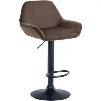 CLP Tabouret de bar Braga, revêtement en velours, structure métallique, réglable en hauteur et pivotant | Couleur : marron. Structure : noir
