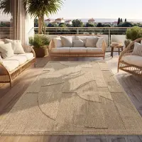 Paco Home Tapis d'extérieur résistant aux intempéries Balcon Salon Design bohème Géométrique Beige Dimensions 80 x 150 cm
