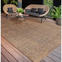 Paco Home Tapis d'extérieur résistant aux intempéries Tissu plat moderne, aspect jute pour terrasse & balcon Dimensions 120x160 cm