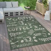 Paco Home Tapis d'extérieur résistant aux intempéries Balcon Cuisine Motif moderne Avec inscription Dimensions 120 x 160 cm