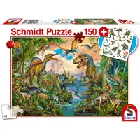 Schmidt Puzzle Dinosaure 150 pièces + cadeau (tatouages)