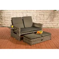 CLP Canapé en polyrotin Ancona 5 mm gris chiné, revêtement anthracite