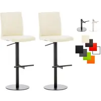 CLP - Ensemble de 2 tabourets de bar Cadix, revêtus en similicuir, pivotants et réglables en hauteur, jusqu'à 240 kg. Couleur : crème. Structure : noire