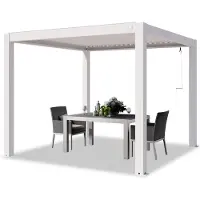PRIMEYARD Pergola 3x3 m poteaux en aluminium blancs avec lames orientables en aluminium pavillon