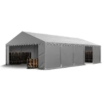 TOOLPORT Tente de stockage 5x10 m abri bâche PVC 700 N imperméable gris
