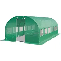 TOOLPORT Serre de Jardin Serre Tunnel Plastique Robuste 4x6m - Bâche PE 180g/m² vert transparent