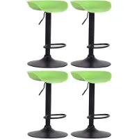 CLP Lot de 4 tabourets de bar Anaheim en plastique, pied en forme de trompette avec repose-pieds, couleur verte, structure noire