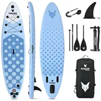 FUXTEC Planche de SUP , 320 x 81 x 15 cm, charge maximale de 150 kg, avec sac à dos Bleu/Blanc/Noir