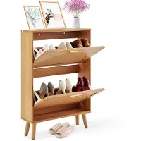 Vevor Meuble de Rangement à Chaussures avec 2 Abattants Armoire à Chaussures Grande Capacité en Panneau de Particules Range-Chaussures pour Talons Bottes Meuble d'Entrée Couloir Salon 60x17x88 cm