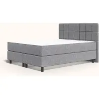 Emma BSB Original - 140x200 - Gris clair - Tête de lit simple - Pieds en bois - Avec housse de matelas