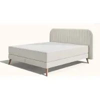 Emma Elite Boxspringbett V2 – Beige - 160 cm - Kopfteil Streifen - Metallfüße