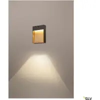 SLV Flatt Sensor LED Applique murale 14W IP65 Alu anthracite/brun aspect bois Couleur de lumière commutable avec capteur