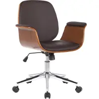CLP Chaise de bureau Kemberg - Similicuir, bois en noyer - Marron