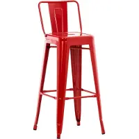CLP Tabouret de bar Mason au look industriel, avec dossier et repose-pieds rouge