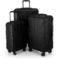 Suitline - Set de 3 valises à roulettes valise rigide 4 roulettes trolley bagage à main et bagage à main valise extensible Travel Luggage Set de bagages Hardcase ABS, TSA,Noir