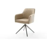 DELIFE Chaise-pivotante Greg-Flex microvelours beige vintage pied croisé large grafiete pivotement sur 360° fonction bascule ressorts ensachés