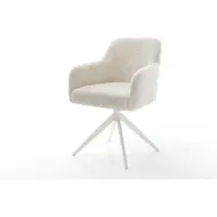 DELIFE Chaise-pivotante Greg-Flex peluche crème-blanc pied croisé large blanc pivotement sur 360° fonction bascule resorts ensachés