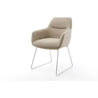 DELIFE Chaise-de-salle-à-manger Pejo-Flex tissu mixte couleur boue pied trapèze acier inoxydable brossé ressorts ensachés