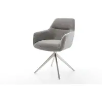 DELIFE Chaise-pivotante Pejo-Flex tissu structuré doux gris pied croisé large acier inoxydable pivotement sur 360° ressorts ensachés
