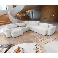 DELIFE Canapé panoramique Freestyle Cozy 360x290 cm Bouclé beige doux