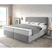 DELIFE Lit-à-sommier-tapissier Dream-Well 180x200 cm Microfibre Gris avec matelas TFK et Surmatelas viscoélastique