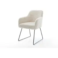 DELIFE Chaise-de-salle-à-manger Greg-Flex peluche crème-blanc pied trapèze noir ressorts ensachés
