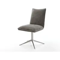 DELIFE Chaise-pivotante Lelio-Flex bouclé doux couleur boue pied de chaise 4 branches acier inoxydable pivotement sur 360° fonction bascule resorts ensachés