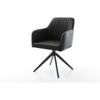 DELIFE Chaise-de-salle-à-manger Greg-Flex cuir de vache noir pied croisé large noir ressorts ensachés