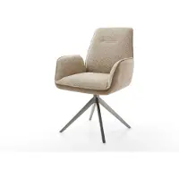 DELIFE Chaise-pivotante Zoa-Flex tissu mixte couleur boue pied croisé large acier inoxydable brossé pivotement sur 360° fonction bascule ressorts ensachés