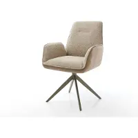 DELIFE Chaise-pivotante Zoa-Flex tissu mixte couleur boue pied croisé large aspect titane pivotement sur 360° ressorts ensachés
