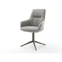DELIFE Chaise-pivotante Zelia-Flex avec accoudoirs tissu structuré doux gris pied de chaise 4 branches aspect titane pivotement sur 360° fonction bascule ressorts ensachés