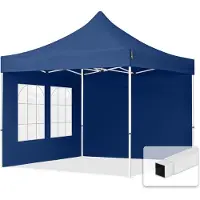 TOOLPORT 3x3 m Tonnelle pliante Acier, PES 700, côtés avec fenêtres, bleu foncé