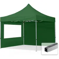 TOOLPORT 3x3 m Tonnelle pliante Alu, PES 700, côtés panoramiques, vert foncé