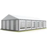 TOOLPORT 6x12 m Tente de réception / Barnum gris-blanc toile de haute qualité PVC 700 N