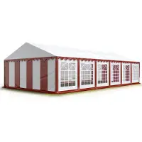 TOOLPORT 6x12 m Tente de réception / Barnum rouge-blanc toile de haute qualité PVC 700 N