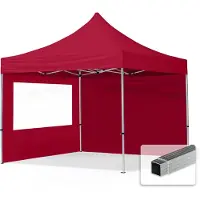 TOOLPORT 3x3 m Tonnelle pliante Alu, PES 700, côtés panoramiques, rouge