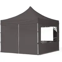 TOOLPORT 3x3 m Tonnelle pliante Alu, PES 700, côtés panoramiques, gris foncé